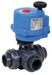 8E060(T) - 8E061(L) Серия PVC. Шаровый кран с электроприводом из ПВХ. Муфтовое под вклейку. Трёхходовой.